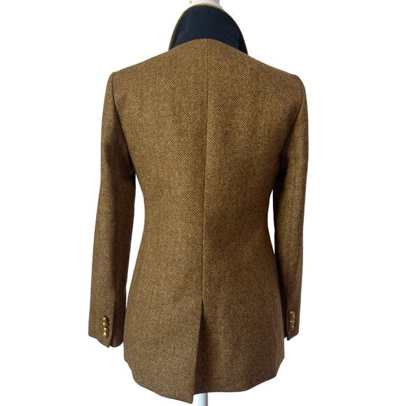 J.Crew Bristol Double Breasted Wool Herringbone Blazer Jacket Brown Size 00 - Picture 7 of 8